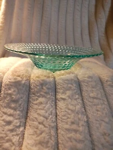 Vintage Pale Blue Hobnail Glass Bowl w Scalloped Rim Blue Glass Candy Dish Blue  - Picture 1 of 5