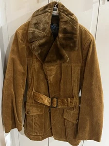 Chaqueta Abrigo De Colección Años 70 Put On Shop Sears Pana Cinturón Piel Sintética Marrón Usada en Excelente Condición 38 - Imagen 1 de 17
