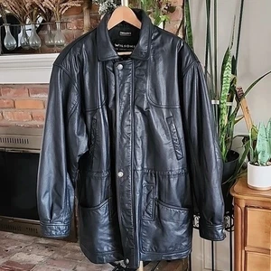 Vintage Herren Wilsons Leather Dadcore Thinsulate 3M Lederjacke Schwarz Gr. M - Bild 1 von 14