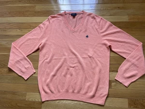 Brooks Brothers 346 Sweater Men's Size Large Salmon Color Linen Cotton Blend - Picture 1 of 6