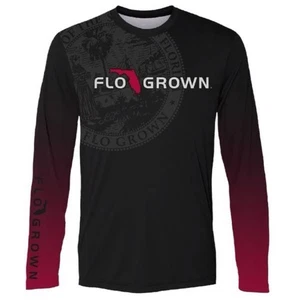 Herren NEU Flo Grown schwarz rot Langarm Performance Big Florida Seal Shirt XL - Bild 1 von 10
