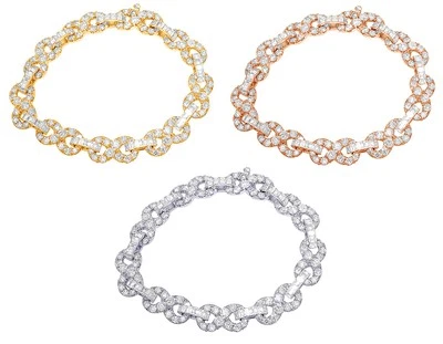 Infinity 19 2/5 CT Real VVS Diamond Link Bracelet 10MM 14K Gold 8" - Image 1 of 4