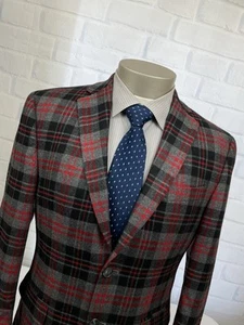 IZOD Herren 2Btn kariert rot & schwarz & grau Wolle & Viskose Sport Mantel Blazer Gr. 38 S - Bild 1 von 13
