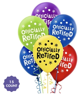 Globo de látex impreso oficialmente retirado ~ Globos de celebración de feliz jubilación. Foto 1 de 4