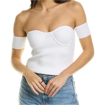 Top tejido acanalado Helmut Lang Contour talla M blanco mediano  Foto 1 de 4