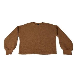 Old Navy Youth Boys Sherpa Pullover Sweater Size XL Brown 100% Polyester - Picture 1 of 4