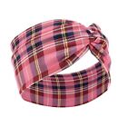 Pink Headbands for Women, Soft Plaid Hairband Girls Hand Band Sports Style D