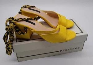 Lost Ink Yellow Shoes With Leopard Print Fabric Strap. Faux Suede. UK 3, EU 36 - Picture 1 of 10