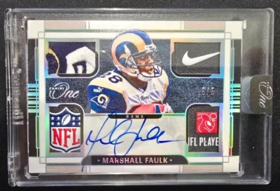 2023 Panini One Marshall Faulk Quad Patch Auto 5/5 Nike Swoosh NFL Shield RARE!! - Image 1 of 4