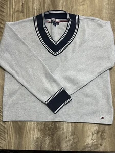 Tommy Hilfiger Sweater Womens Gray V Neck Size M - Picture 1 of 3