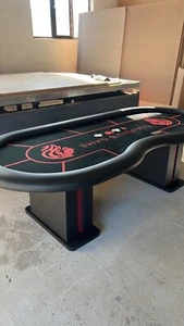 Full Leather Black Poker Table With Drop Box Custom Made  And Leather Legs - Picture 1 of 7