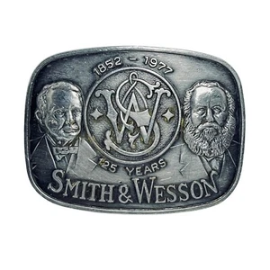 Vintage Silver Tone 1852 - 1977 Smith & Wesson Belt Buckle (5904) - Picture 1 of 7
