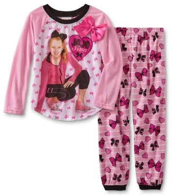 Pijama JoJo Siwa feminino tamanho 4 rosa L/S camisa calça Pjs NOVO Nickelodeon EUA - Imagem 1 de 4