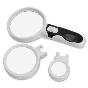 2.5X/5X/16X Handheld Zoomer Magnifier Reading Magnifying Glass Loupe 2LED Lights - Picture 1 of 11