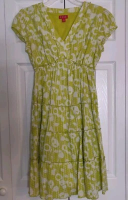 Vestido para mujer Elle talla XS Chartreuse algodón bordado forrado nuevo sin etiquetas Foto 1 de 4