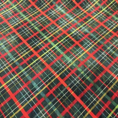 Hoffman Christmas Plaid Ol’ Saint Nick Cotton Fabric By Each FQ Fat Quarter - Image 1 of 4