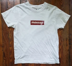 Womens MOUSSY Original Archives White Cotton T Shirt Collection Size F - Picture 1 of 4