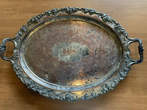 Bandeja para servir vintage Barbour plateada EP con patas ovaladas grande 25" L x 18" W - Imagen 1 de 22