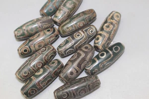 1pc tibetan prayer worry dzi bead agate 9 eyes amulet gzi antique tibet C000001 - Picture 1 of 3