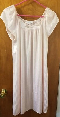 Camisón Vintage de Komar Talla Mediana Antrón Nylon Rosa Rayas ¡Hermoso! Foto 1 de 4