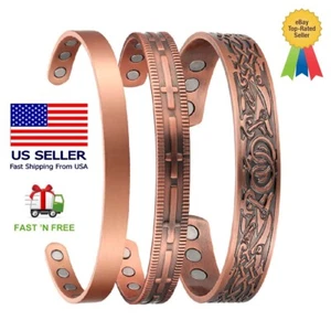 Adjustable  Solid Pure Copper Magnetic Bracelet - Picture 1 of 14
