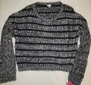 Xhilaration Women's Black & White Striped Knitted Long Sleeve Sweater XXL - Picture 1 of 5