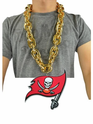 Nuevo NFL Tampa Bay Buccaneers DORADO Fan Chain Collar Grande Espuma Foto 1 de 3