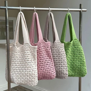 Large Capacity Crochet Tote Bag Hollow Tote Bags Casual Totes Summer - Picture 1 of 15