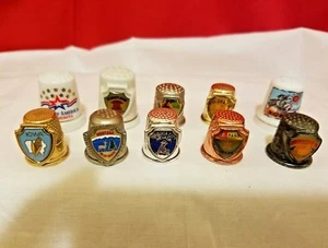 Lot of 10 Porcelain And Metal Collectors Thimbles US States & More - Picture 1 of 10