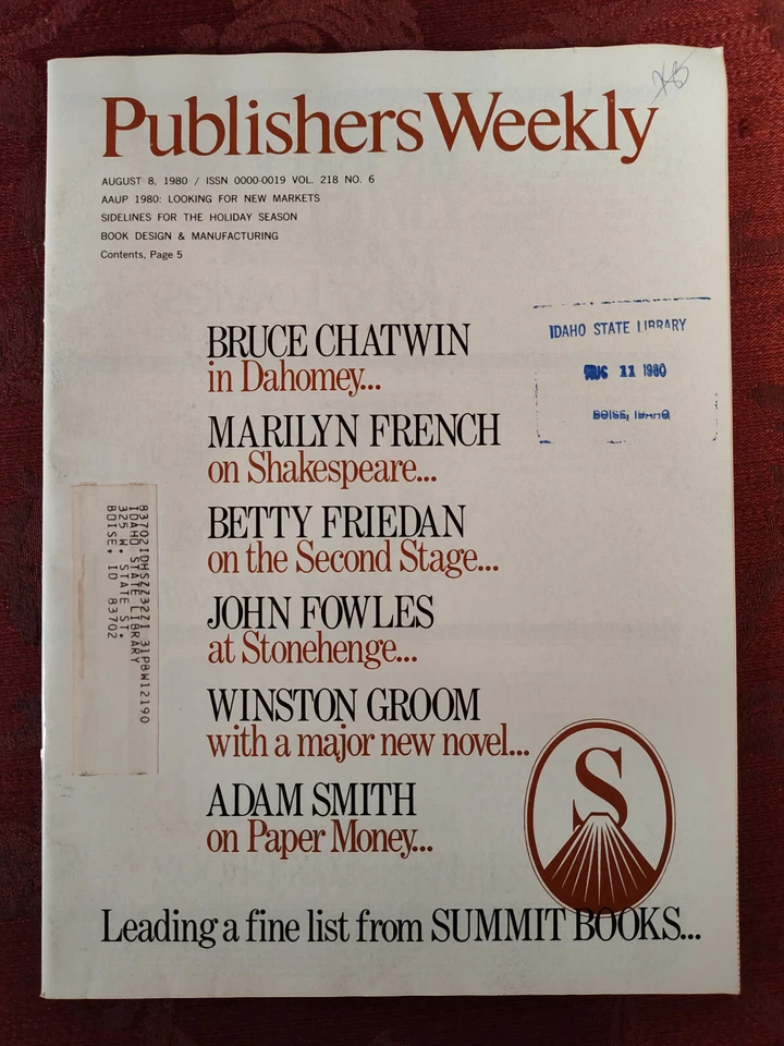 Rare PUBLISHERS WEEKLY Magazine August 8 1980 Dr. Michael W. Fox. - Image 1 of 1