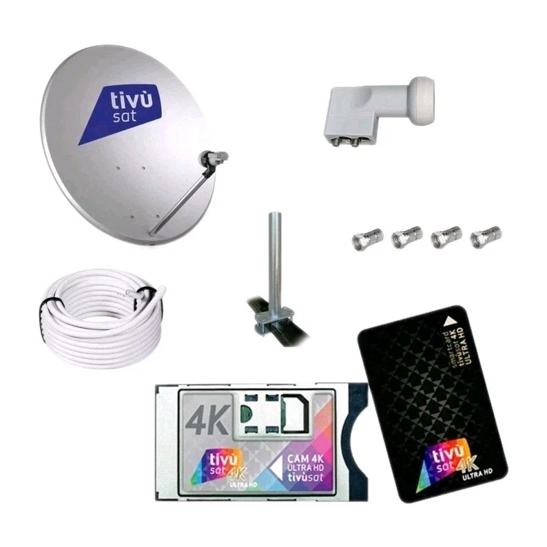 CAM HD 4K ULTRA TIVÙSAT + SCHEDA+PARABOLA 45CM +LNB +SUPPORTO + 20 METRI DI CAVO - Immagine 1 di 1