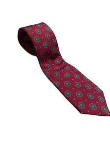 Christian Dior Men’s Tie BURGUNDY RED -Blue Grey Dots All Silk Made In USA - Picture 1 of 3
