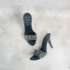 Vintage 2000 Dior Monogram Platform Heels Size 38 Blue Heel Height 11cm - Picture 1 of 12