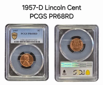 1957 1c Lincoln Cent PCGS PR68RD - Image 1 of 3