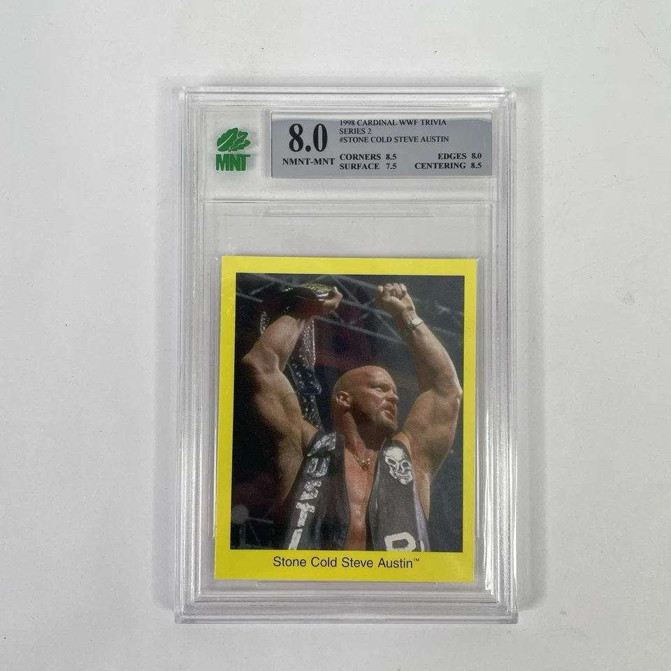 Stone Cold Steve Austin 1999 Cardinal Wrestling WWF PSA 8 Trivia Trading Card - Image 1 of 4