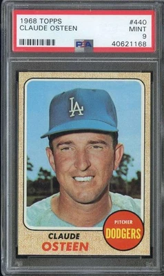1968 Topps #440 Claude Osteen PSA 9 Dodgers *B68450 Foto 1 de 2