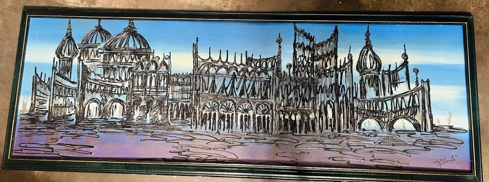 painting of a cityscape inspired by the Duomo di Milano in Italy - Image 1 of 1