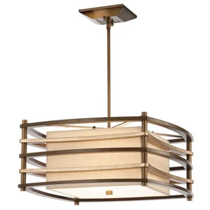 Deckenleuchte Kiki Paño Bronce Beige 2xE27 B: 46cm Asia Diseño Lámpara Salón - Imagen 1 de 2