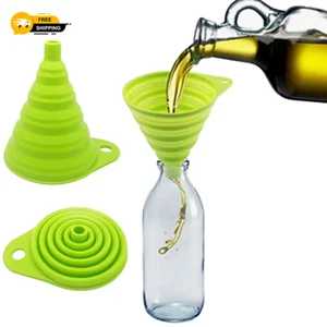 Mini Foldable Funnel Silicone Collapsible Portable Funnels for Fuel Hopper Beer - Picture 1 of 24