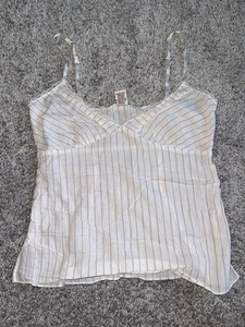 New VINTAGE Abercrombie & Fitch Pinstripe Side Button Cami Tank Top Sz XS - Picture 1 of 4