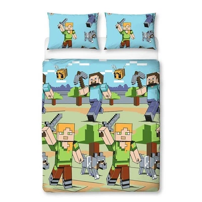 Minecraft Doppio Copripiumino e Federa Letto Set Giocatori Adventure Ufficiale - Immagine 1 di 4