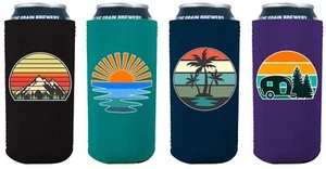 Paquete de 4 latas de neopreno plegables de neopreno de 16 oz de diseño retro para exteriores Coolie - Imagen 1 de 4