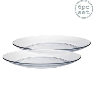 6x Lys Glass Dinner Plates Extra Strong Tempered Dining Tableware 28cm - Picture 1 of 6