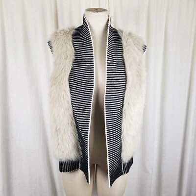 Chaleco Suéter Banana Republic Piel Sintética Lana Merino Tejido Largo Frente Abierto Para Mujer M Foto 1 de 4