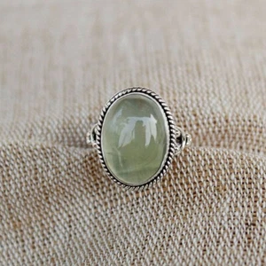 Prehnite Gemstone 925 Sterling Silver Handmade Ring Jewelry All Size SE-183 - Picture 1 of 8