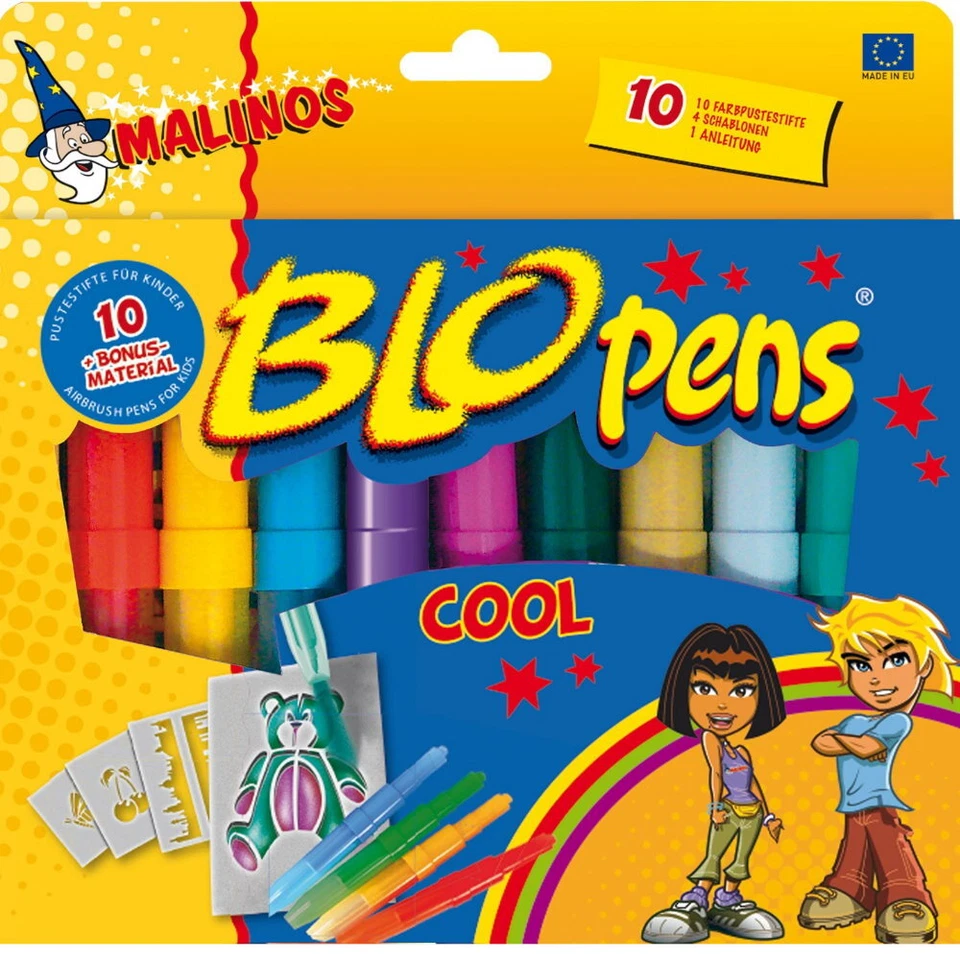 AMEWI Malinos BloPens Cool 10 Stück Airbrush Pustestifte im Set 300912