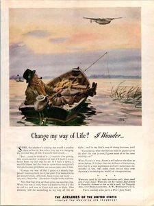 ANUNCIO IMPRESO BARCO PESQUERO DE COLECCIÓN 1944 AEROLÍNEAS DE LOS ESTADOS UNIDOS - Imagen 1 de 1