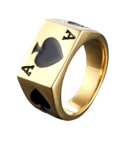 Mens Biker Casino Lucky Poker Ring Jewelry Men Stainless Steel Size 7-14 - Picture 1 of 10