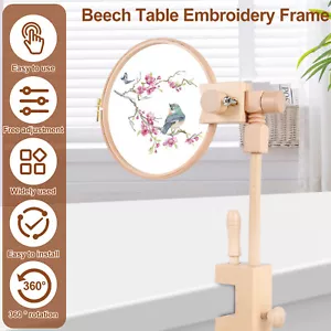 Embroidery Stand Table Clamp 360 Degree Rotation Beech Cross Stitch Holder Hcd - Picture 1 of 12