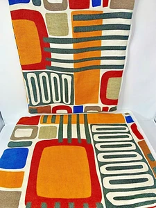 RETRO SET 2 cushion COVER ONLY w zip GEOMETRIC Abstract Gray Orange Red 19x15 in - Picture 1 of 9